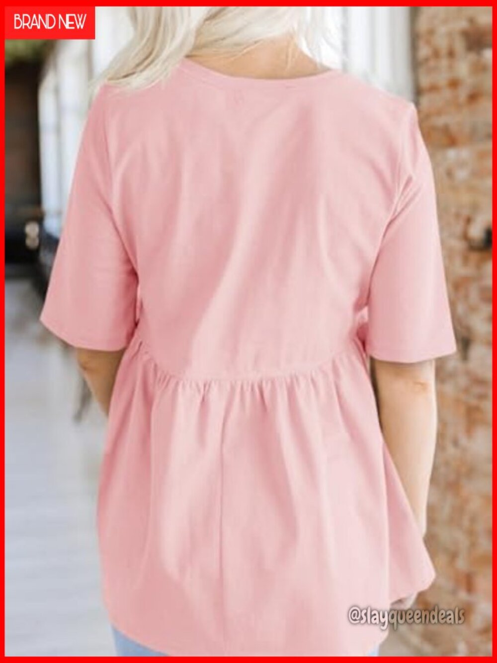 Oversized Babydoll Tunic Short Sleeve Crewneck Loose Fit Plus Size Top - Picture 3 of 6